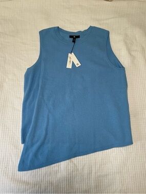 NWT CASHMERE Banana Republic blue sweater vest vibrant luxury asymmetrical L